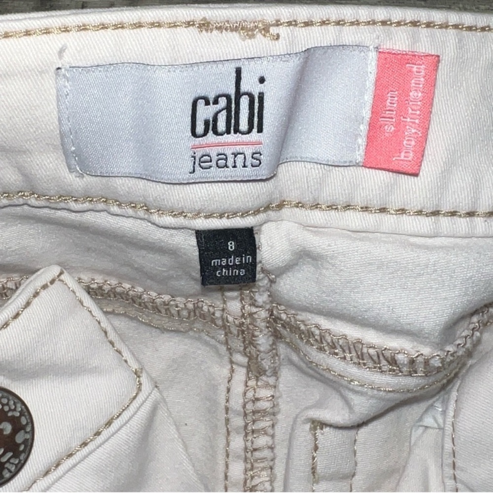 CAbi #5089 Slim Boyfriend Jeans Antique White - Picture 2 of 6